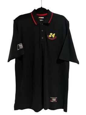 Nascar Jeff Gordon Black Polo w/Embroidered Yellow 24 Chest Logo-M